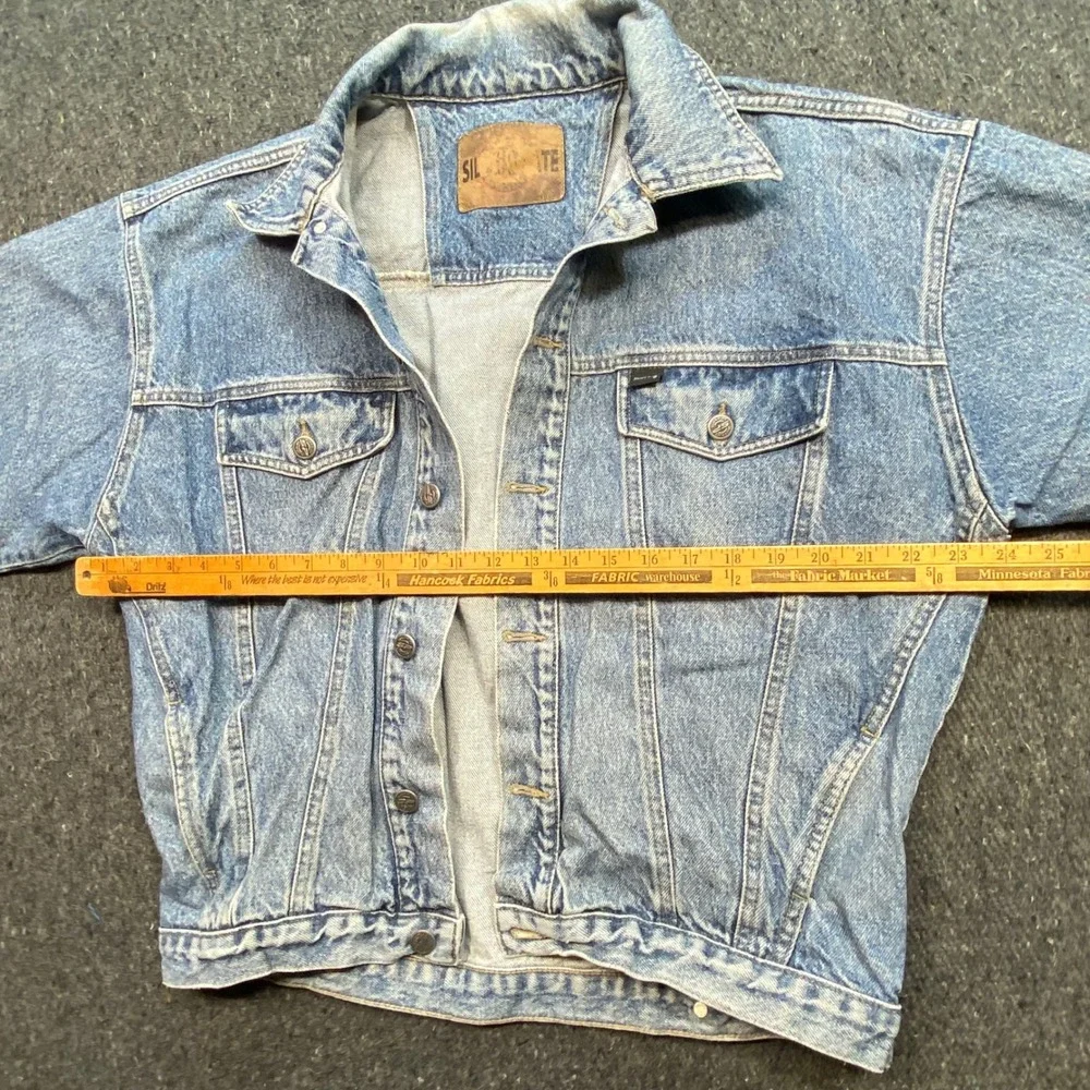 Silver Plate Denim Trucker Jacket Sz L Men Blue Grunge 90s Skater Light Wash Tag